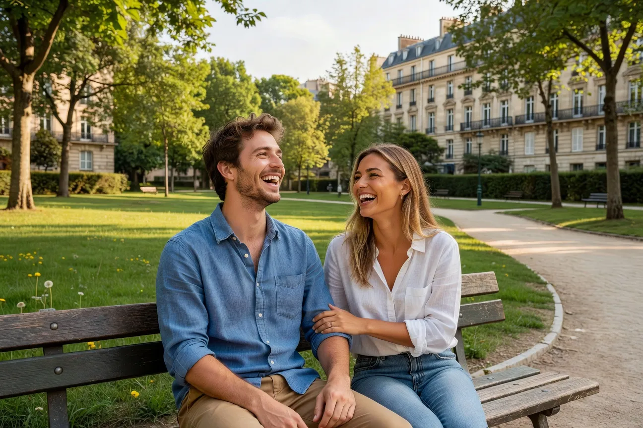 Couple franco-ukrainien authentique et heureux