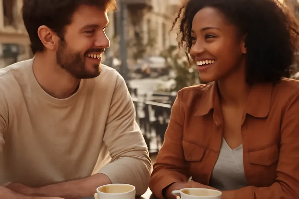 Couple franco-ukrainien en terrasse de café