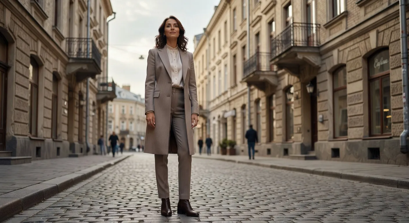 Femme ukrainienne élégante en contexte urbain